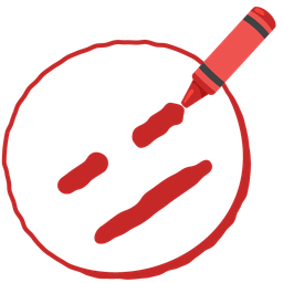 crayon and expressionless face