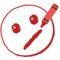 crayon and face with diagonal mouth