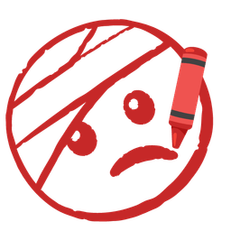 crayon and face with head-bandage