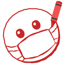 crayon and face with medical mask