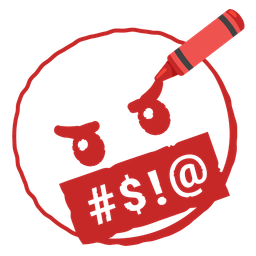 crayon and face with symbols on mouth