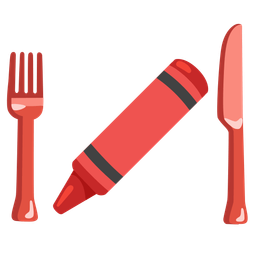 crayon and fork and knife with plate