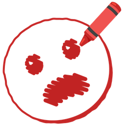 crayon and frowning face with open mouth
