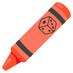 crayon and game die