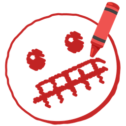 crayon and grimacing face