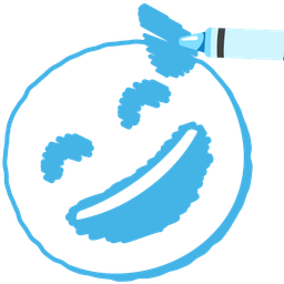 Crayon and Grinning face with sweat