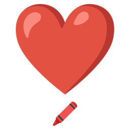 crayon and heart exclamation