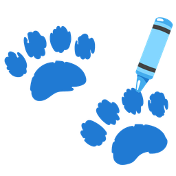 crayon and paw prints