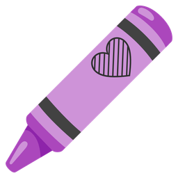 crayon and purple heart