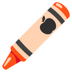 crayon and red apple