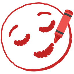 crayon and relieved face