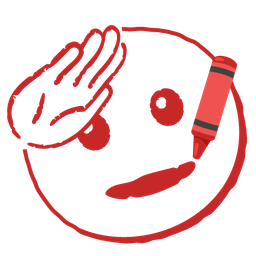crayon and saluting face