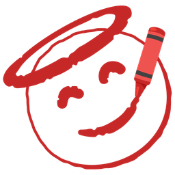 Crayon and Smiling face with halo