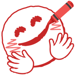 Crayon and Smiling face with open hands