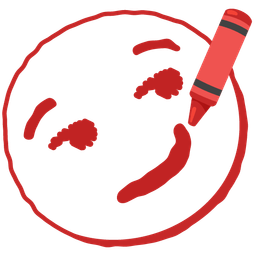 crayon and smirking face