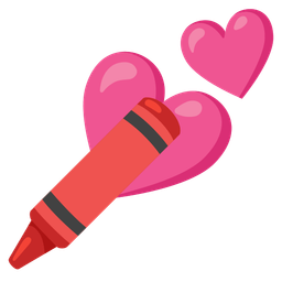 crayon and two hearts