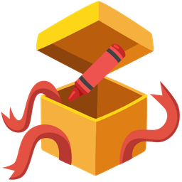 crayon and wrapped gift