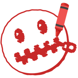 crayon and zipper-mouth face