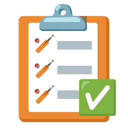 cricket game and check mark button