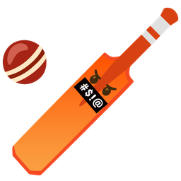 cricket game and face with symbols on mouth
