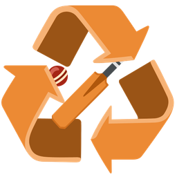 cricket game and recycling symbol