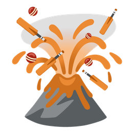 cricket game and volcano