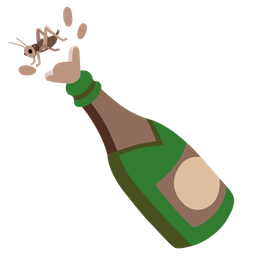 cricket and bottle with popping cork