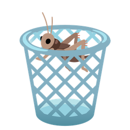 cricket and wastebasket