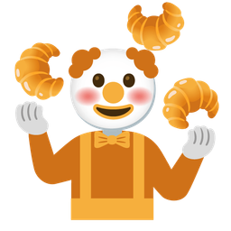 croissant and clown face