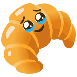 croissant and face holding back tears