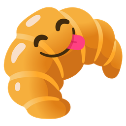 Croissant and Face savoring food