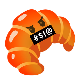 croissant and face with symbols on mouth