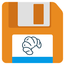 croissant and floppy disk