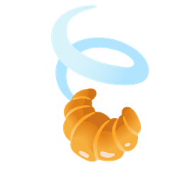 croissant and leaf fluttering in wind