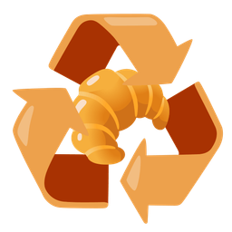 croissant and recycling symbol