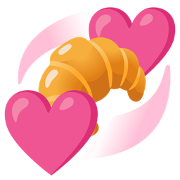 croissant and revolving hearts
