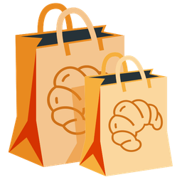 croissant and shopping bags