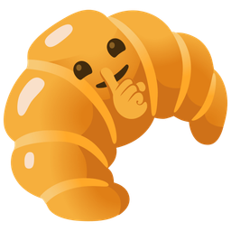 croissant and shushing face