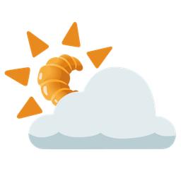croissant and sun behind cloud
