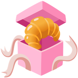 croissant and wrapped gift