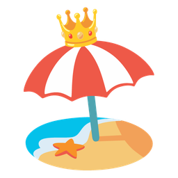 crown and beach with umbrella