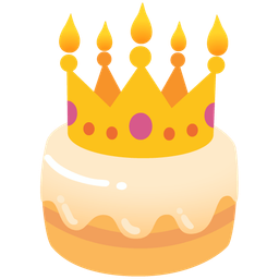 crown and birthday cake