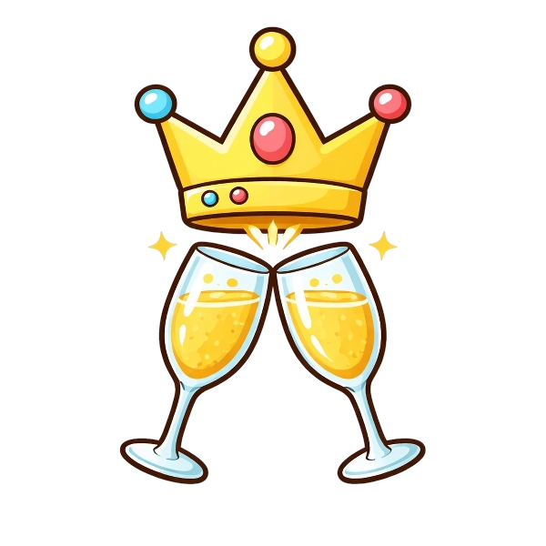 Crown and Clinking glasses