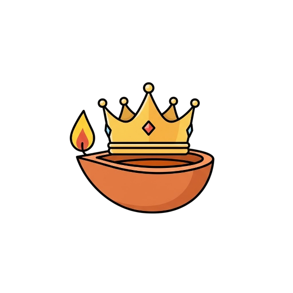 Crown and Diya lamp