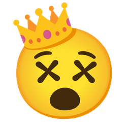crown and face with crossed-out eyes