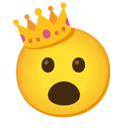 crown and face with open mouth