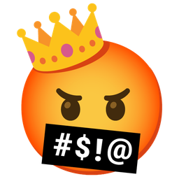 crown and face with symbols on mouth