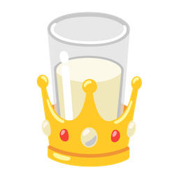 crown and glass of milk