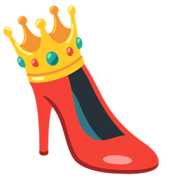 crown and high-heeled shoe