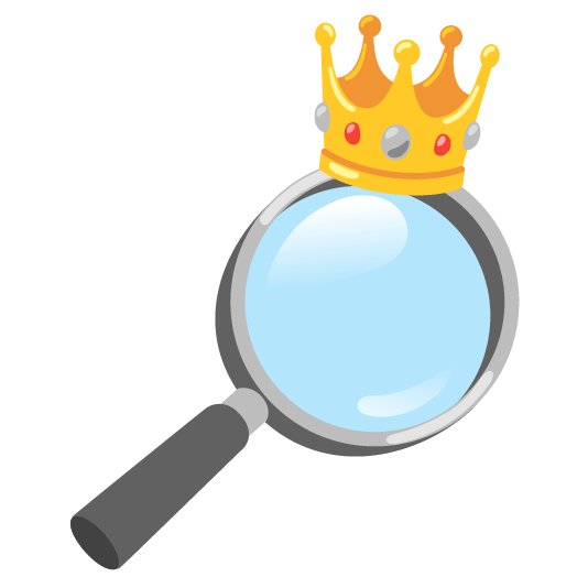 Crown and Magnifying glass tilted right